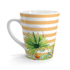 Exotic Florals Pinstripe Orange Watercolor Ink Latte Mug 12Oz Mug
