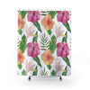 Exotic Hibiscus Floral Watercolor Pattern White 71X74 Home Decor