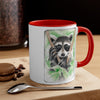 Cute Raccoon Kit Bandit Watercolor Art Accent Coffee Mug, 11oz