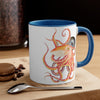 Red Orange Octopus Compass Watercolor on White Art Accent Coffee Mug, 11oz