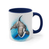 Orca Whale Watercolor Blue on White Art Accent Coffee Mug, 11oz