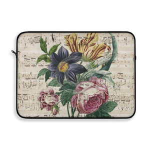 Floral Bouquet Vintage Music Peony Tulip Art Laptop Sleeve 15