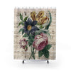Floral Bouquet Vintage Music Peony Tulip Art Shower Curtain 71 × 74 Home Decor