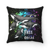 Free Orcas Black Watercolor Art Square Pillow Home Decor