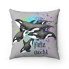 Free Orcas Grey Watercolor Art Square Pillow 14X14 Home Decor