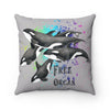 Free Orcas Grey Watercolor Art Square Pillow Home Decor