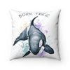 Free Orcas White Watercolor Art Square Pillow Home Decor