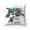 Free Orcas White Watercolor Art Square Pillow Home Decor