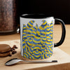 Funky Doodle Blue Yellow Psy Ink Pattern White Art Accent Coffee Mug 11Oz