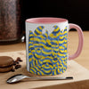 Funky Doodle Blue Yellow Psy Ink Pattern White Art Accent Coffee Mug 11Oz