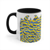 Funky Doodle Blue Yellow Psy Ink Pattern White Art Accent Coffee Mug 11Oz