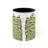 Funky Doodle Blue Yellow Psy Ink Pattern White Art Accent Coffee Mug 11Oz Black /