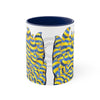 Funky Doodle Blue Yellow Psy Ink Pattern White Art Accent Coffee Mug 11Oz Navy /