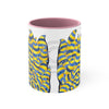 Funky Doodle Blue Yellow Psy Ink Pattern White Art Accent Coffee Mug 11Oz Pink /
