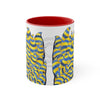 Funky Doodle Blue Yellow Psy Ink Pattern White Art Accent Coffee Mug 11Oz Red /