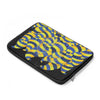 Funky Doodle Blue Yellow Swirls On Black Laptop Sleeve