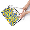 Funky Doodle Blue Yellow Swirls On White Laptop Sleeve