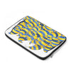 Funky Doodle Blue Yellow Swirls On White Laptop Sleeve