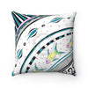 Funky Doodle Fish Ink Square Pillow 14X14 Home Decor