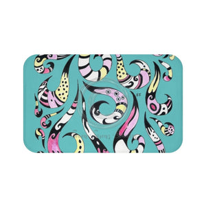 Funky Doodle Tribal Teal Ink Bath Mat Large 34X21 Home Decor