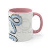 Funky Octopus Tentacles Blue Yellow Ink On White Art Accent Coffee Mug 11Oz