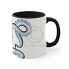 Funky Octopus Tentacles Blue Yellow Ink On White Art Accent Coffee Mug 11Oz