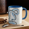 Funky Octopus Tentacles Blue Yellow Ink On White Art Accent Coffee Mug 11Oz