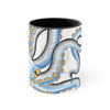 Funky Octopus Tentacles Blue Yellow Ink On White Art Accent Coffee Mug 11Oz Black /