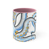 Funky Octopus Tentacles Blue Yellow Ink On White Art Accent Coffee Mug 11Oz Pink /