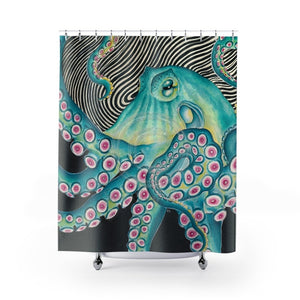 Funky Octopus Watercolor Ink Ii Shower Curtain 71 × 74 Home Decor