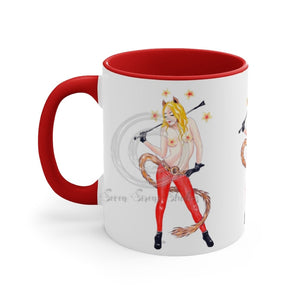 Funky Pin Up Costume Lady Ink Art Accent Coffee Mug 11Oz Red /