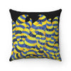 Funky Yellow Blue Doodles Black Square Pillow Home Decor