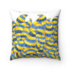 Funky Yellow Blue Doodles White Square Pillow Home Decor