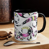 Funky Yellow Pink Doodle Pattern On White Art Accent Coffee Mug 11Oz