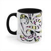 Funky Yellow Pink Doodle Pattern On White Art Accent Coffee Mug 11Oz