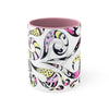 Funky Yellow Pink Doodle Pattern On White Art Accent Coffee Mug 11Oz /