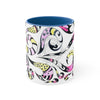 Funky Yellow Pink Doodle Pattern On White Art Accent Coffee Mug 11Oz Blue /