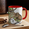 Green Brown Octopus Ink Art Accent Coffee Mug 11Oz