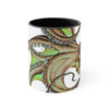 Green Brown Octopus Ink Art Accent Coffee Mug 11Oz