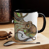 Green Brown Octopus Ink Art Accent Coffee Mug 11Oz