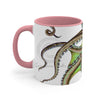 Green Brown Octopus Ink Art Accent Coffee Mug 11Oz