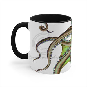 Green Brown Octopus Ink Art Accent Coffee Mug 11Oz Black /