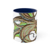 Green Brown Octopus Ink Art Accent Coffee Mug 11Oz Navy /