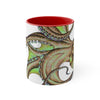 Green Brown Octopus Ink Art Accent Coffee Mug 11Oz Red /