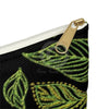 Green Floral Pattern Black Accessory Pouch Bags