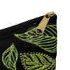 Green Floral Pattern Black Accessory Pouch Bags