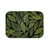 Green Floral Pattern On Black Bath Mat Small 24X17 Home Decor