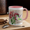 Green Hummingbird Vintage Map Red Tulip Floral On White Art Accent Coffee Mug 11Oz