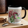Green Hummingbird Vintage Map Red Tulip Floral On White Art Accent Coffee Mug 11Oz