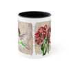 Green Hummingbird Vintage Map Red Tulip Floral On White Art Accent Coffee Mug 11Oz Black /